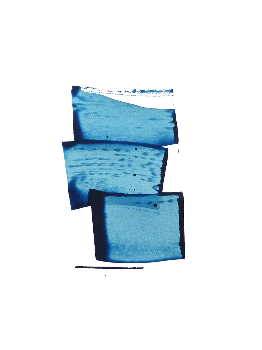 bleu rouille 10, acrylic on paper, 36x48, 2017, Emma Godebska