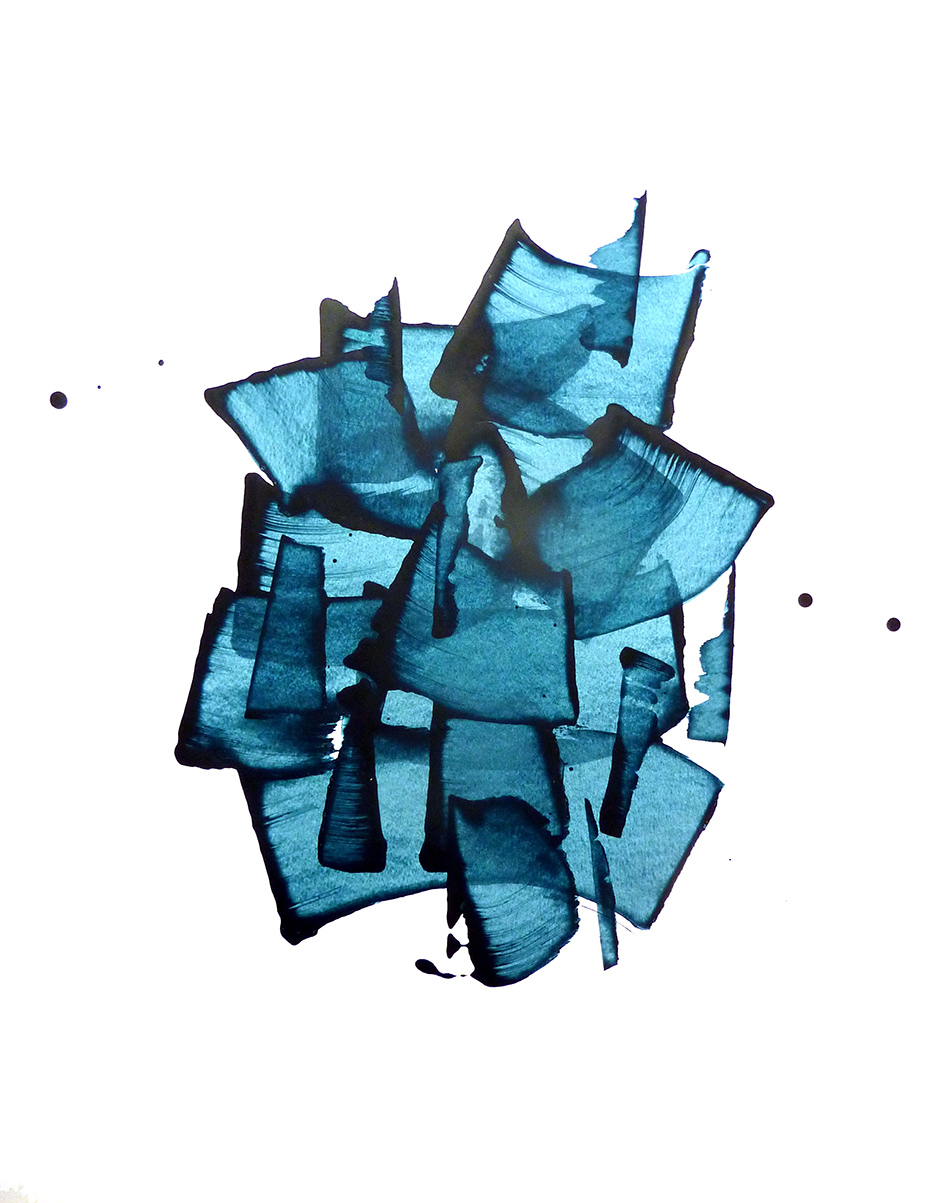 prussian blue 17, acrylic on paper, 65x50, 2016, Emma Godebska