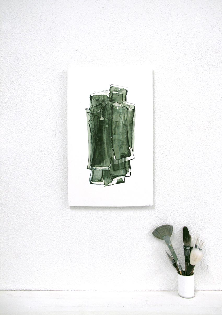 AQUA GREEN, acrylic on wood, 65x40, 2020, Emma Godebska