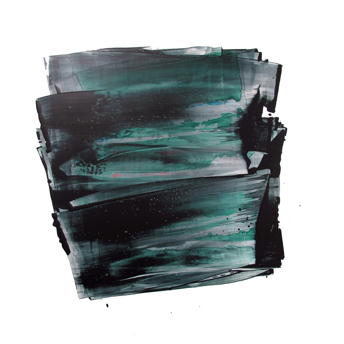 LAND, 2021, acrylic on canvas, 100x100 cm, emma godebska, dark green